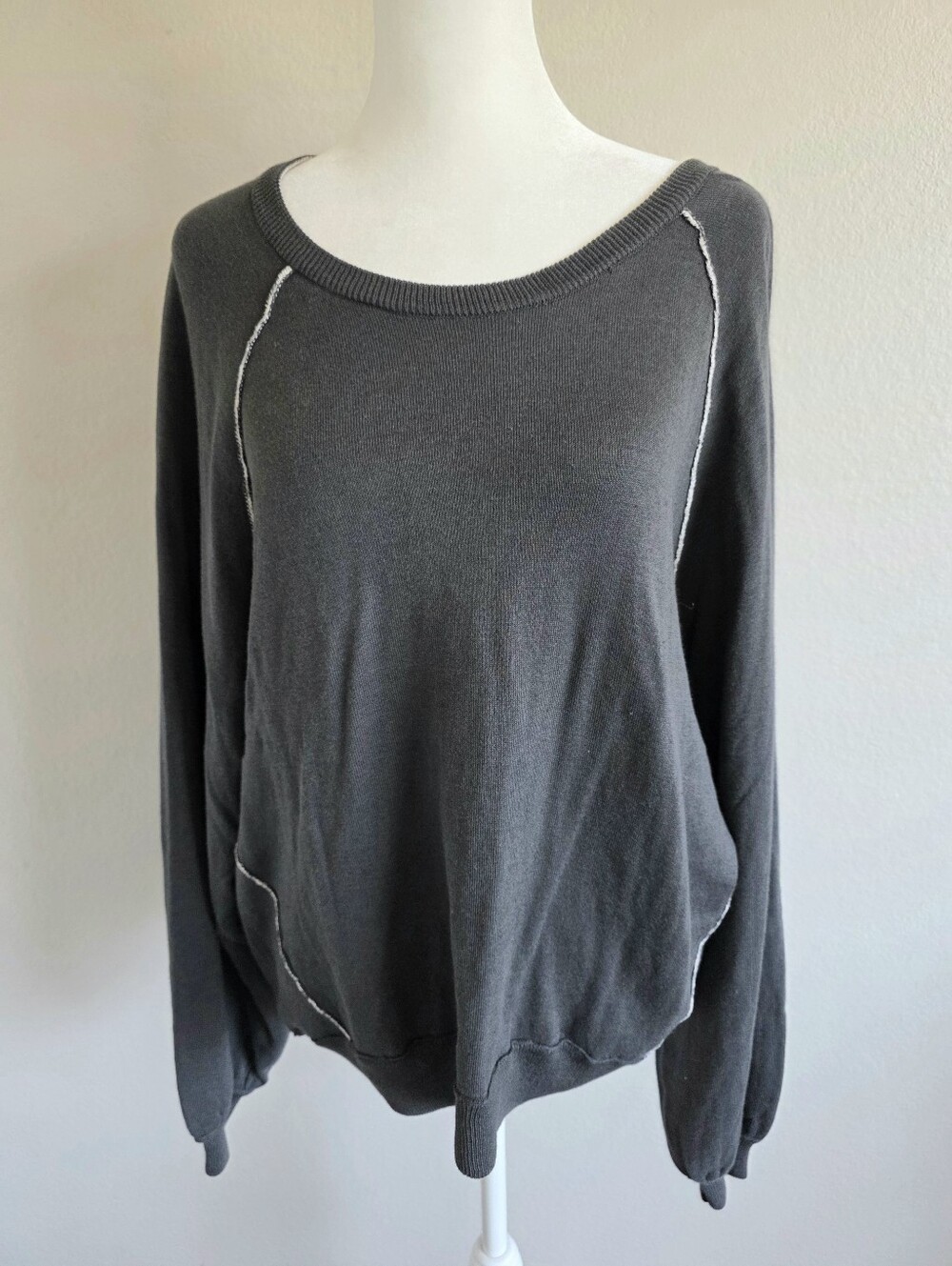 NEW Aerie Women's Oversized Sweater Sweatshirt Soft Cotton Blend Size M Gray